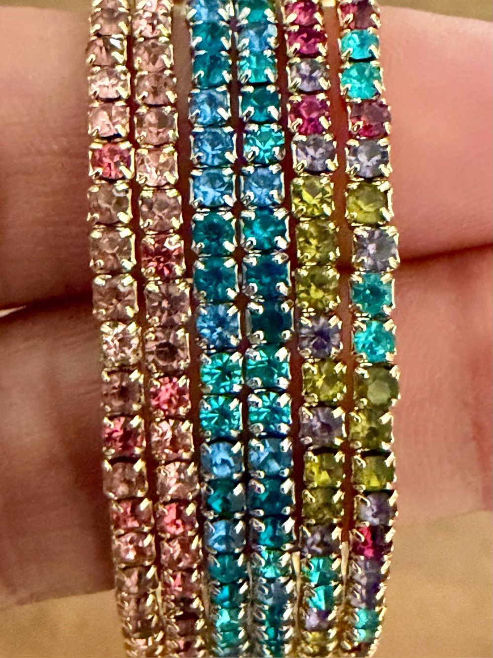 SET OF 3 LARGE 2” VIBRANT CRYSTAL RHINESTONE HOOP EARRINGS